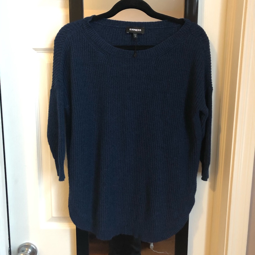 Express Blue round hem sweater